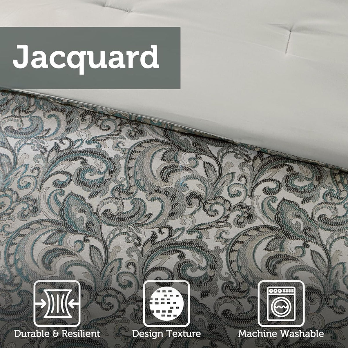 Madison Park 24 Piece Faux Silk Paisley Queen Comforter Set with Matching Curtains, Down Alternative Hypoallergenic - Teal, Queen (90 in x 90 in)