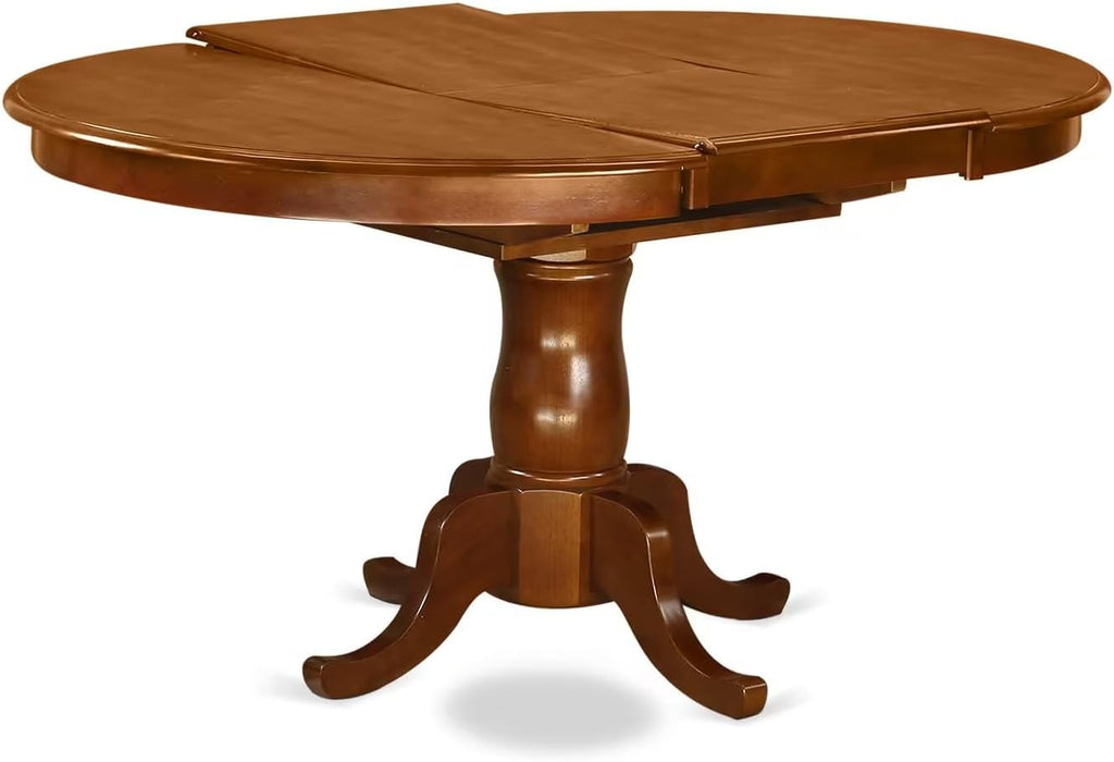 East West Furniture PORT7-SBR-C 7 Piece Dining Table Set Consist of an Oval Dining Room Table with Butterfly Leaf and 6 Linen Fabric Upholstered Chairs, 42x60 Inch, Saddle Brown