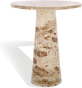SAFAVIEH Furniture - Valentia Tall Marble Accent Table - Beige - Marble Top - Glam Stone Pedestal Design - Ideal for Living Room, Entryway, Dining Room, 20.5" W x 20.5" D x 23.5" H (SFV9703I)