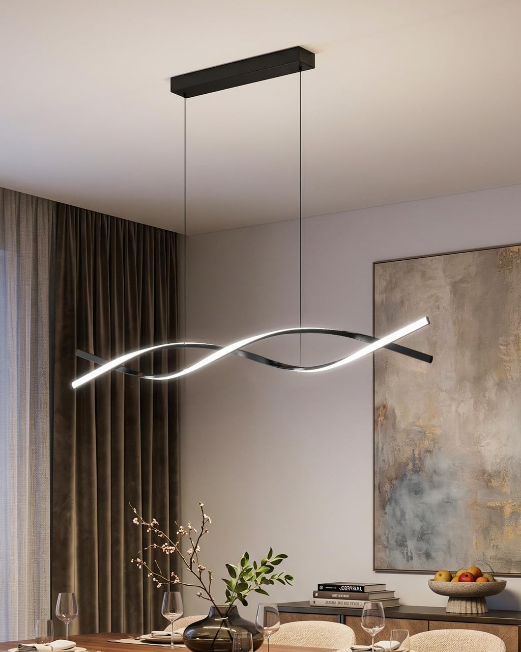 39.4in Modern Chandeliers for Dining Room, 3000K-6000K Adjustable & 10%-100% Dimmable Island Lights for Kitchen, Dining Table Lights Over Dining Areas, Workbench