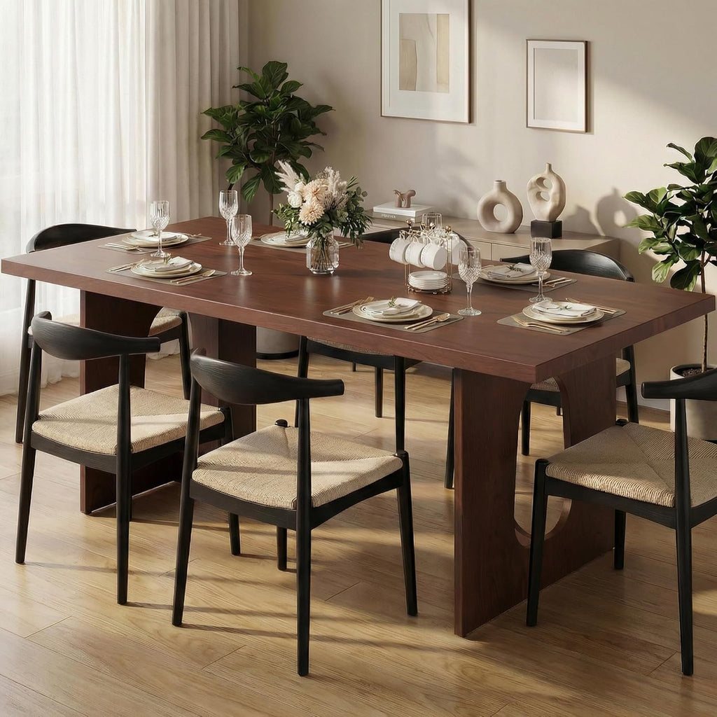GarveeHome Dining Table for 6-8 People - 71" Modern Long Kitchen Table with Large Tabletop & Heavy Duty Pedestal Legs, Dinner Table for Kitchen, Conference Room, Home, Walnut