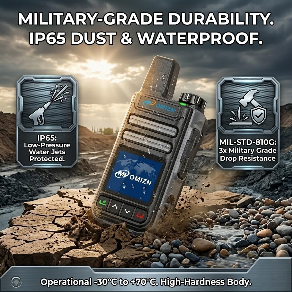 G3 4G/LTE Walkie Talkie - Long Range PTT Radio, Pre-Installed SIM, AES-256 Encryption, Military-Grade IP65 Waterproof for Fleet, Travel & Construction, Camping Gear, Grey - 6 Pack