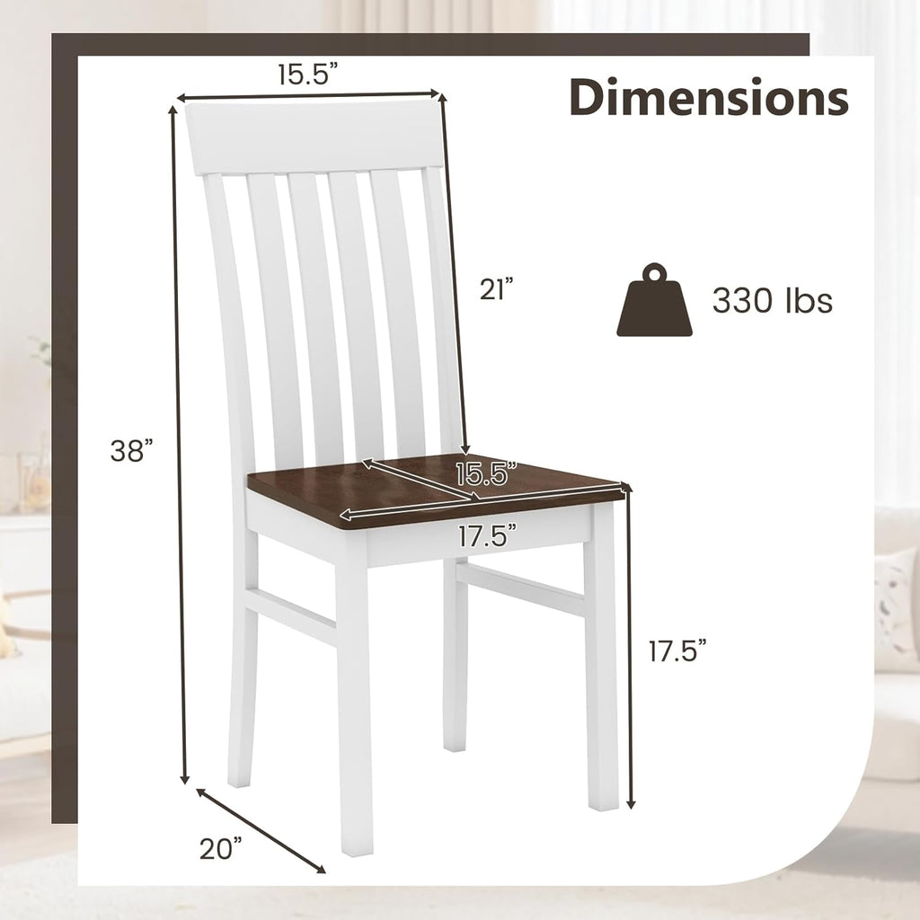 Giantex Wooden Dining Chairs Set of 4, Farmhouse Kitchen Chair with Hollowed Backrests & Rubber Wood Seats, Rustic Wood Side Chairs for Home Living Room Restaurant