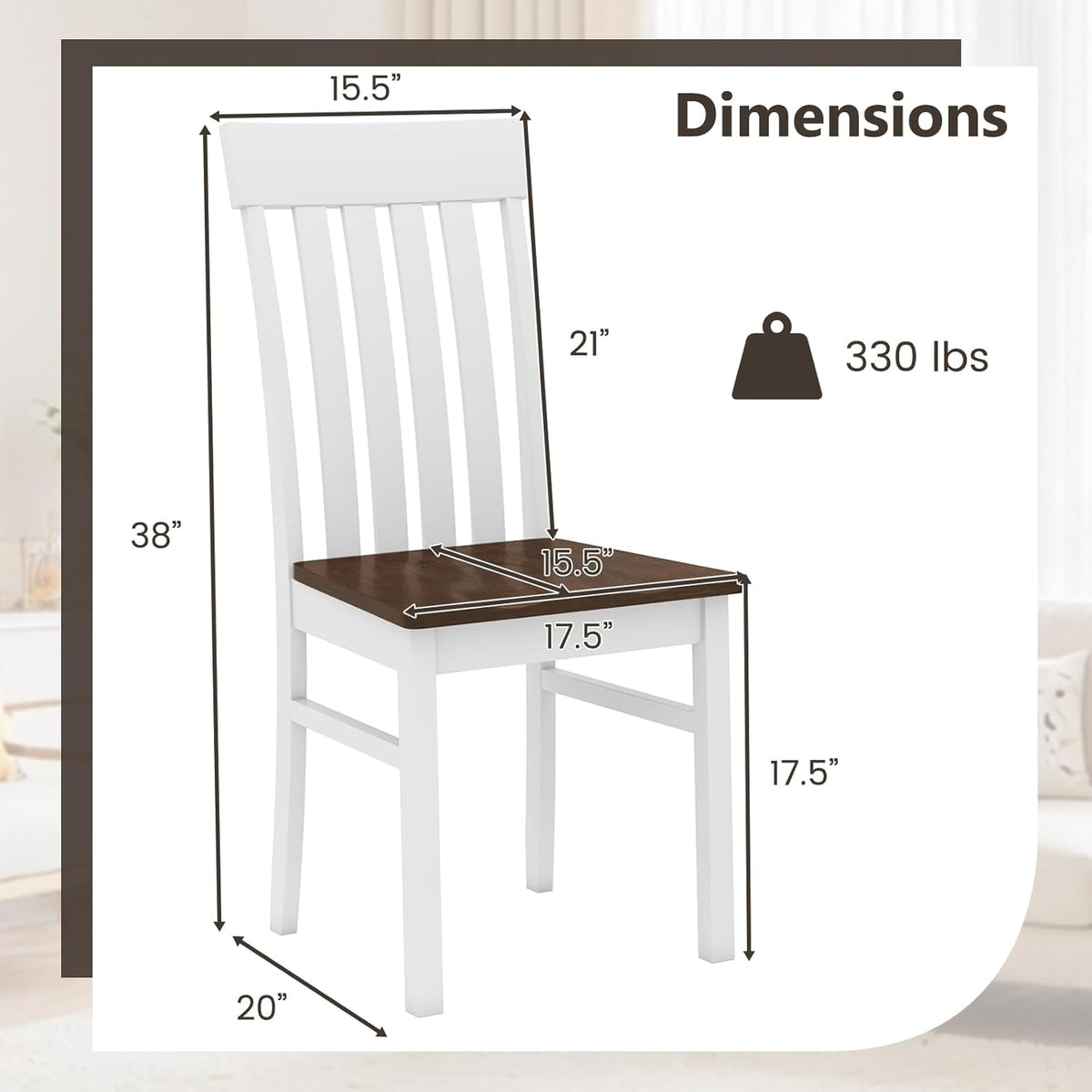 Giantex Wooden Dining Chairs Set of 4, Farmhouse Kitchen Chair with Hollowed Backrests & Rubber Wood Seats, Rustic Wood Side Chairs for Home Living Room Restaurant