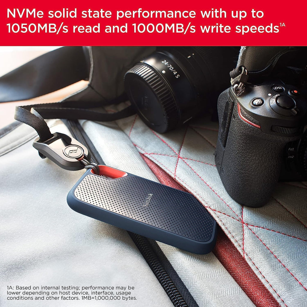 SANDISK 2TB Extreme Portable SSD (Old Model) - Up to 1050MB/s, USB-C, USB 3.2 Gen 2, IP65 Water and Dust Resistance, Updated Firmware - External Solid State Drive - SDSSDE61-2T00-G25