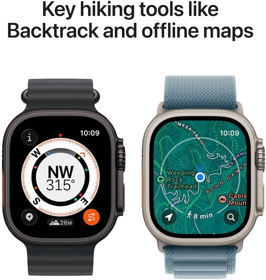 Apple Watch Ultra 3 GPS + Cellular, 49mm Natural Titanium Case with Anchor Blue Ocean Band (Renewed)