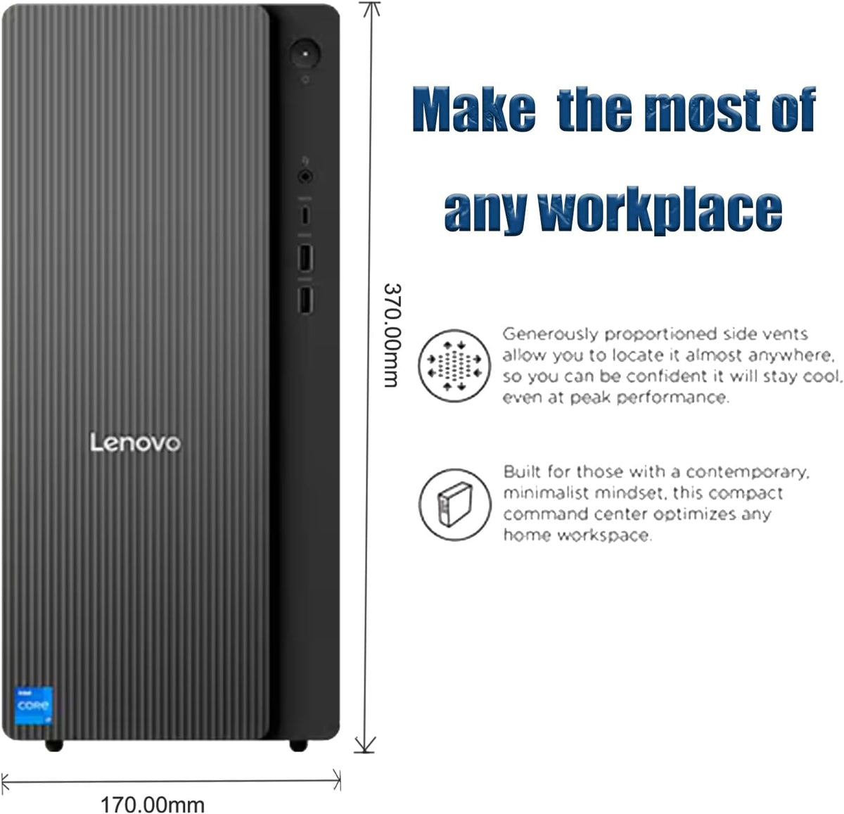 Lenovo IdeaCentre Tower Desktop Computer • 10-core Intel Ultra 5 225 Processor • 16GB DDR5 • 512GB SSD • Office 365 for The Web • HDMI + VGA, Wi-Fi 6E • Wired Keyboard & Mouse • Windows 11