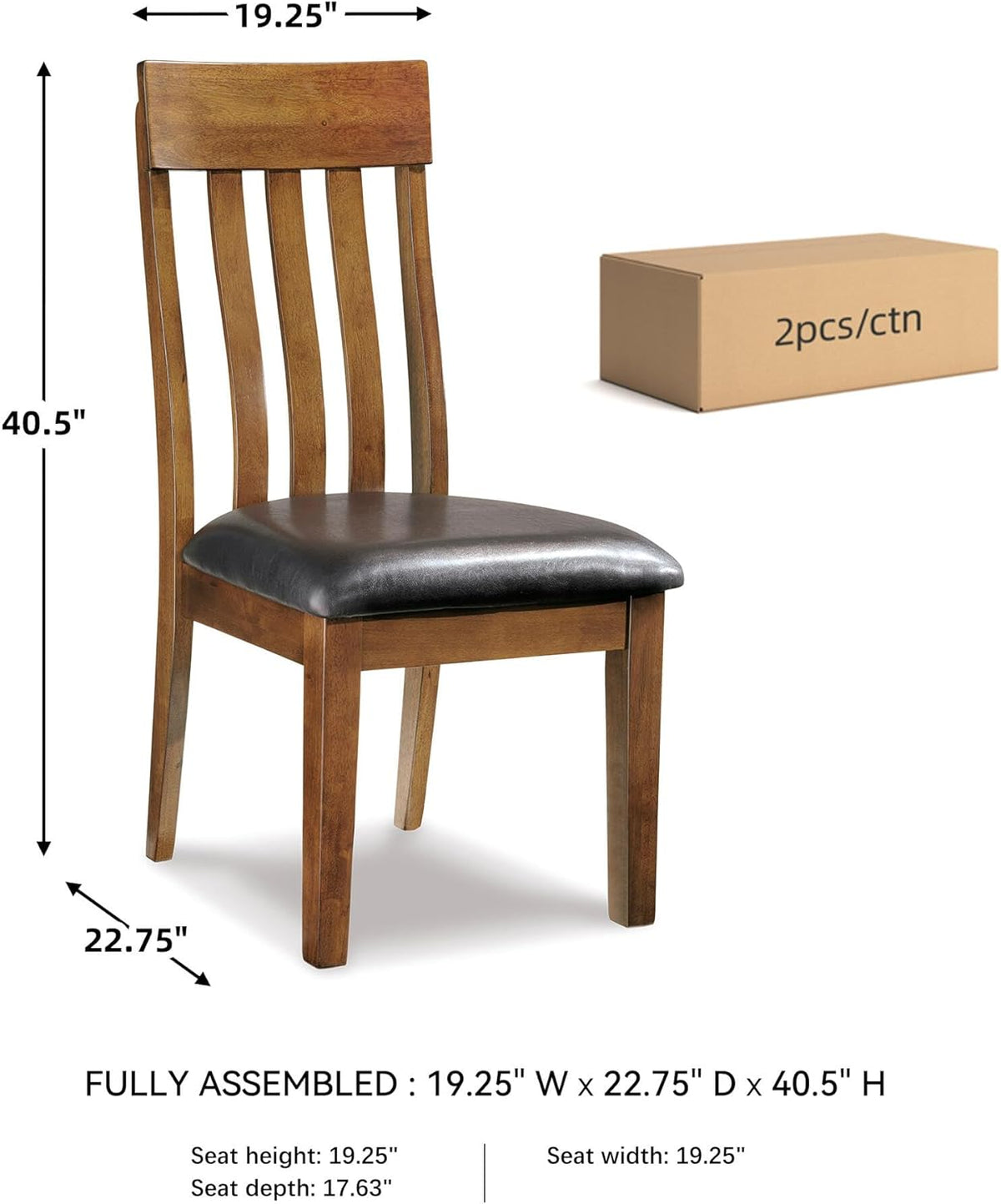 Signature Design by Ashley Ralene Rake Back 19" Dining Room Chair 2 Count, Medium Brown