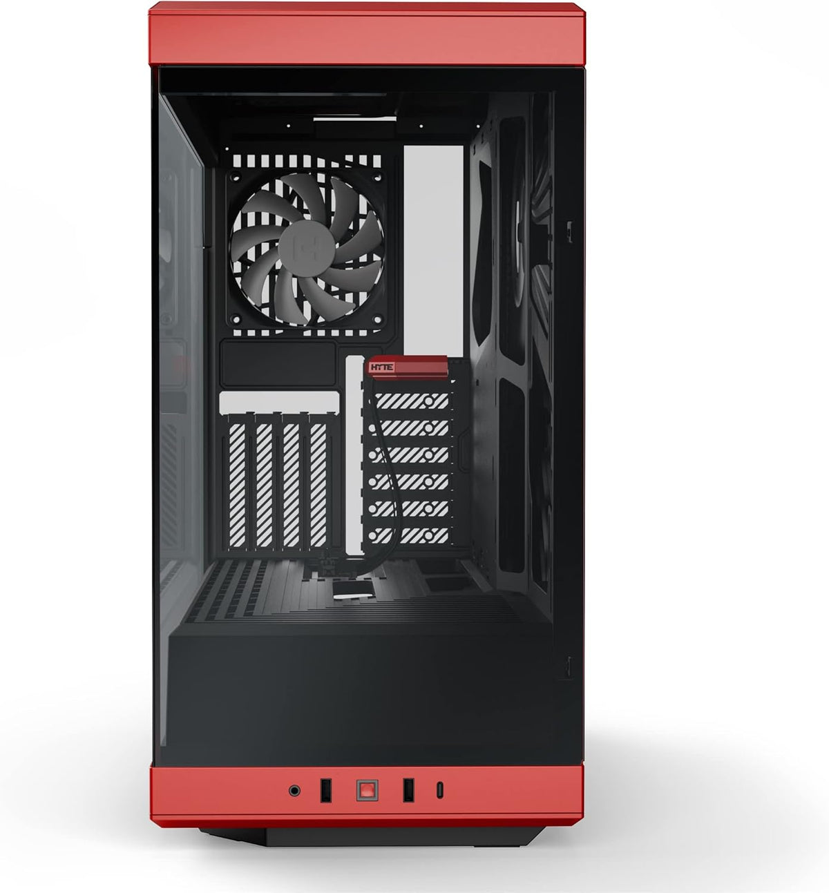 Hyte Y40 Modern Aesthetic Panoramic Tempered Glass Mid-Tower ATX Computer Gaming Case with PCIE 4.0 Riser Cable Included, Red (CS-HYTE-Y40-BR)
