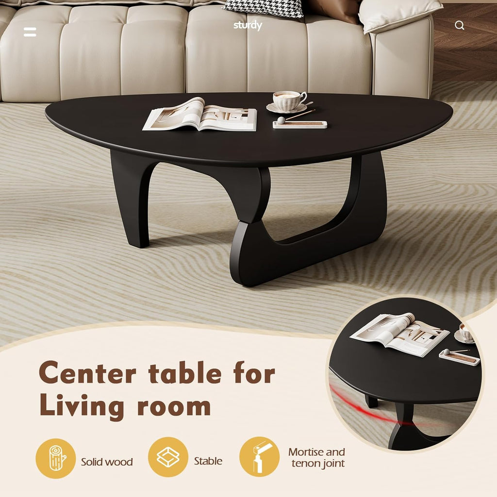 Mid Century Modern Coffee Table - Black Wooden Coffee Table for Living Room,Center Table Suitable for Bedroom Living Room Reception Office Tables (Black, Small 34.5 * 23.5 * 16in)