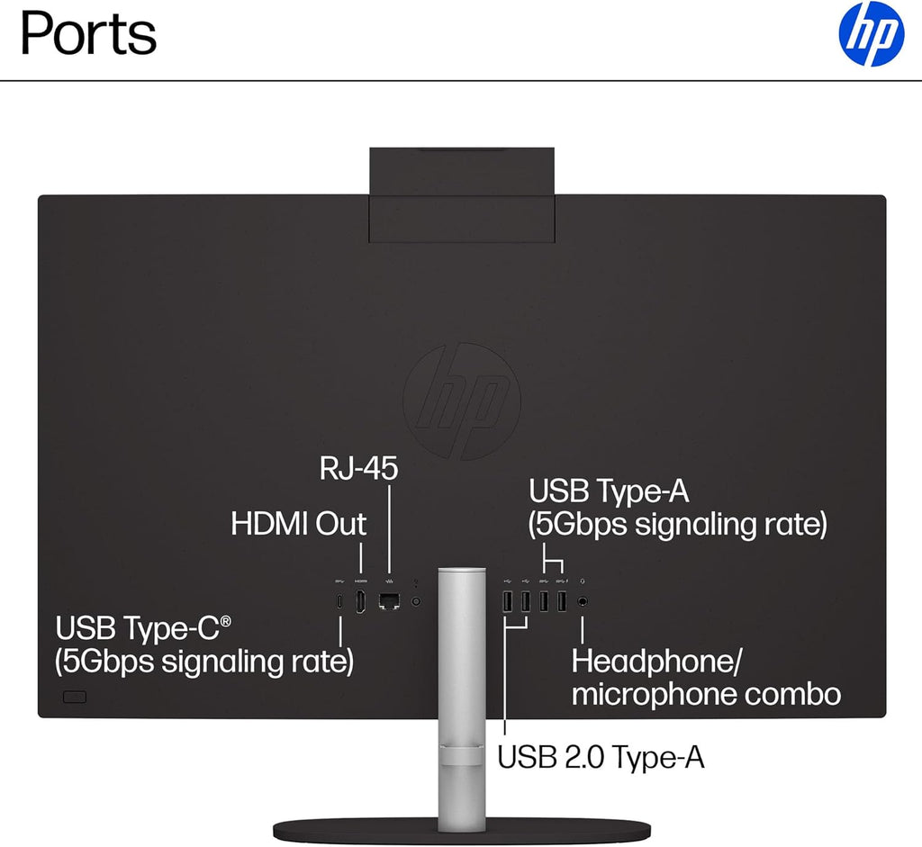 HP 23.8 inch All-in-One Desktop PC, FHD Display, Intel Core i3-N300, 8 GB RAM, 256 GB SSD, Intel UHD Graphics, Windows 11 Home, Jet Black, 24-cr0430 (2025)