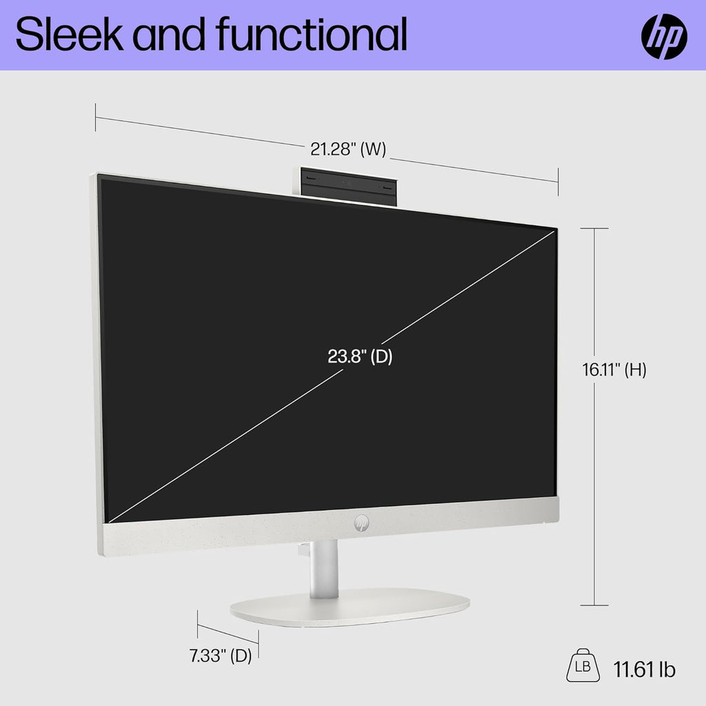 HP 23.8 inch All-in-One Desktop PC, FHD Display, AMD Ryzen 7 7730U, 16 GB RAM, 512 GB SSD, AMD Radeon Graphics, Windows 11 Home, 24-cr0090 (2023)