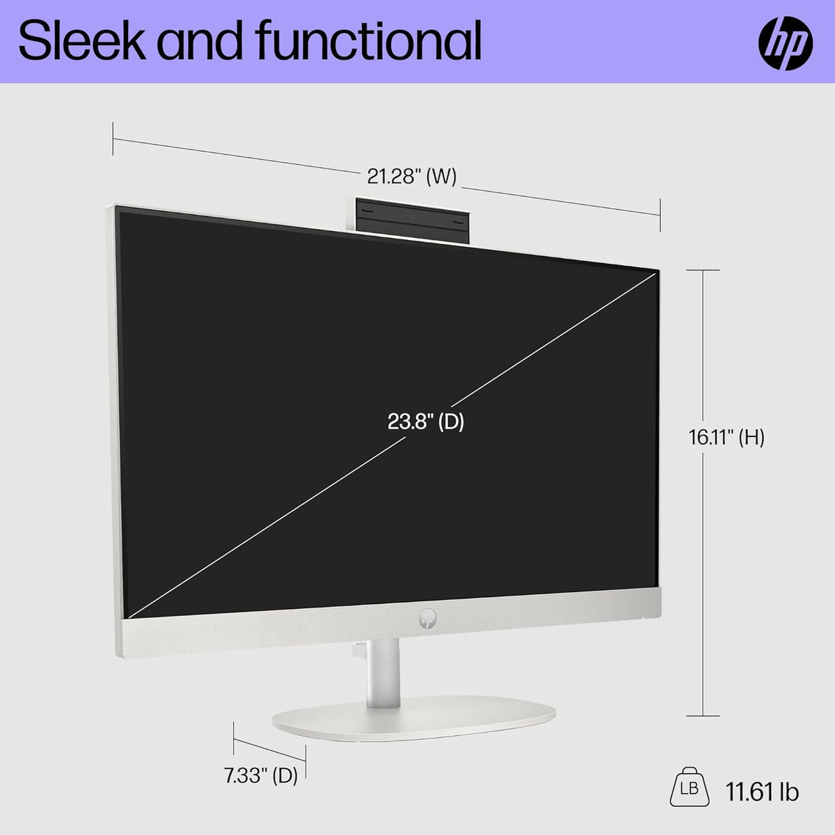 HP 23.8 inch All-in-One Desktop PC, FHD Display, AMD Ryzen 7 7730U, 16 GB RAM, 512 GB SSD, AMD Radeon Graphics, Windows 11 Home, 24-cr0090 (2023)