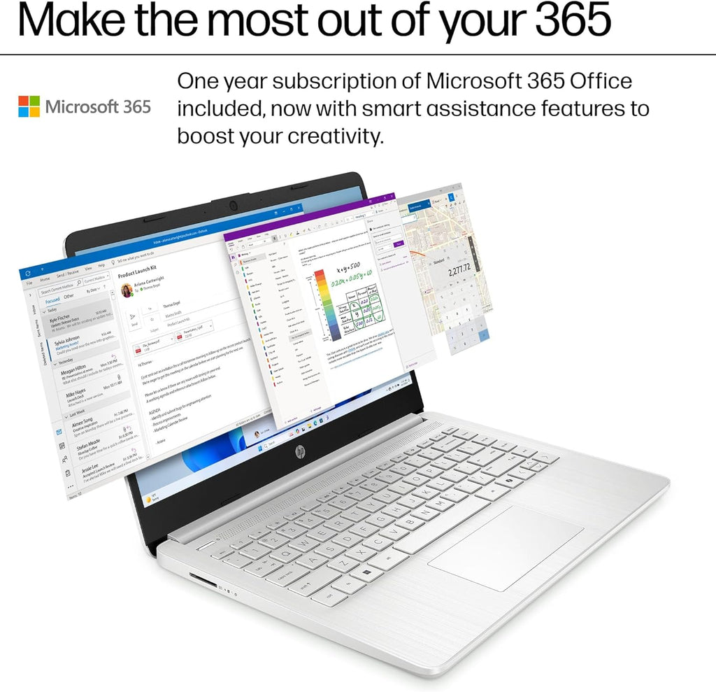 HP Essential Laptop Computer for Home and Student with Office 365, 2026 Edition, 8GB RAM, 128GB Storage- Intel Processor - LED Display, 500GB External HDD, Portable Design, Copilot AI, Win 11 Home S