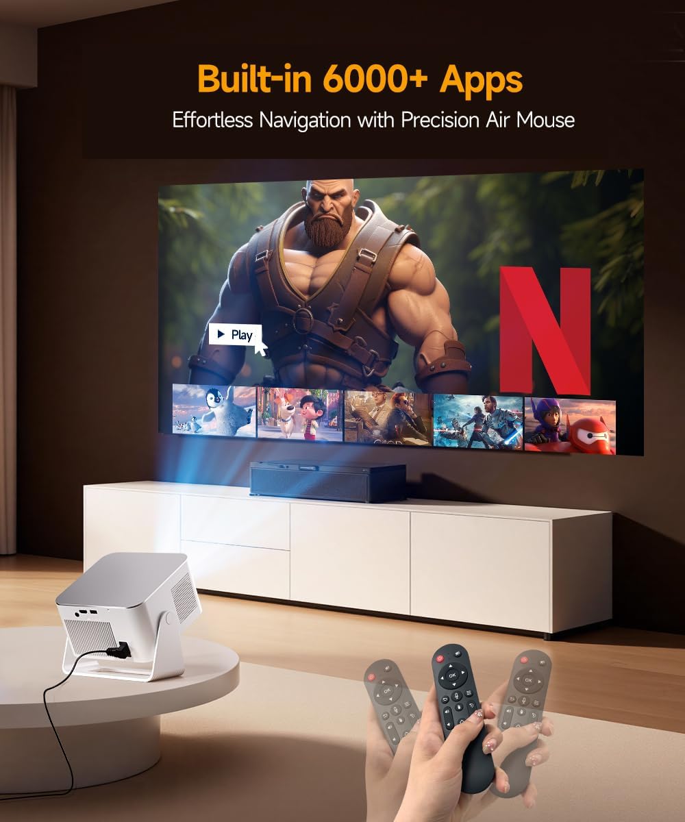 Smart Projector with 4K 8K Support, Mini Projector with Wifi6 and Bluetooth5.4, 600 ANSI, Auto Focus & Obstacle Avoidance 1080P Portable Movie Proyector for Home Outdoor, Magcubic HY350Max