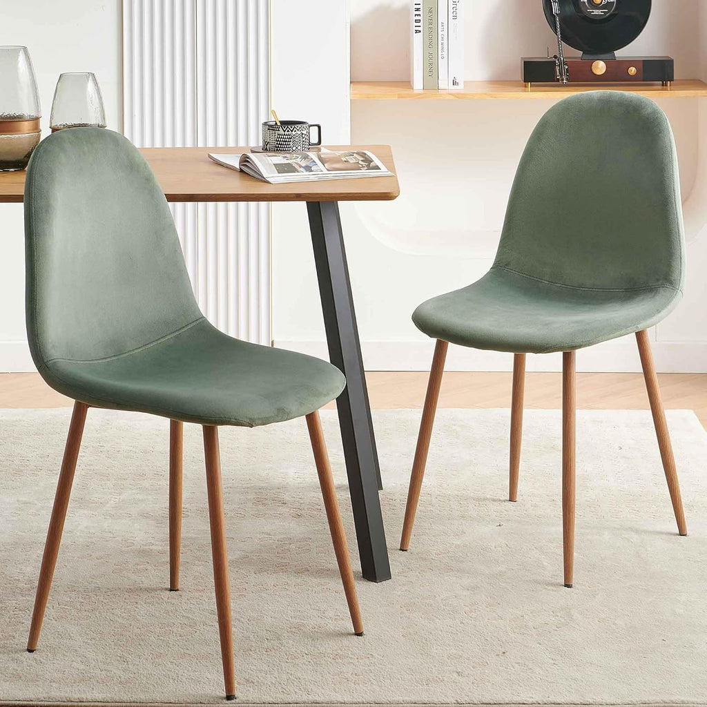 Velvet Dining Chairs Set of 4 - Modern Seating with Metal Legs for Living, Bedroom, Dining Room - Green Chairs, Chair Set for 4