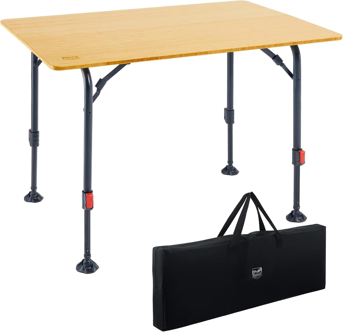 TIMBER RIDGE Bamboo Folding Camping Table, Portable RV Picnic Table with Adjustable Height (18.5"-26.5") & Aluminum Frame, Heavy Duty 220LBS Outdoor Dining for Tailgate Patio, Carry Bag Included