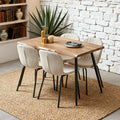 Dining Table Set for 4 with White Boucle Chairs, Mid-Century Modern Rectangle Coffee Table, Kitchen Table and Chairs Set of 4, Perfect for Small Apartment, Home, Dining Room, Breakfast Nook