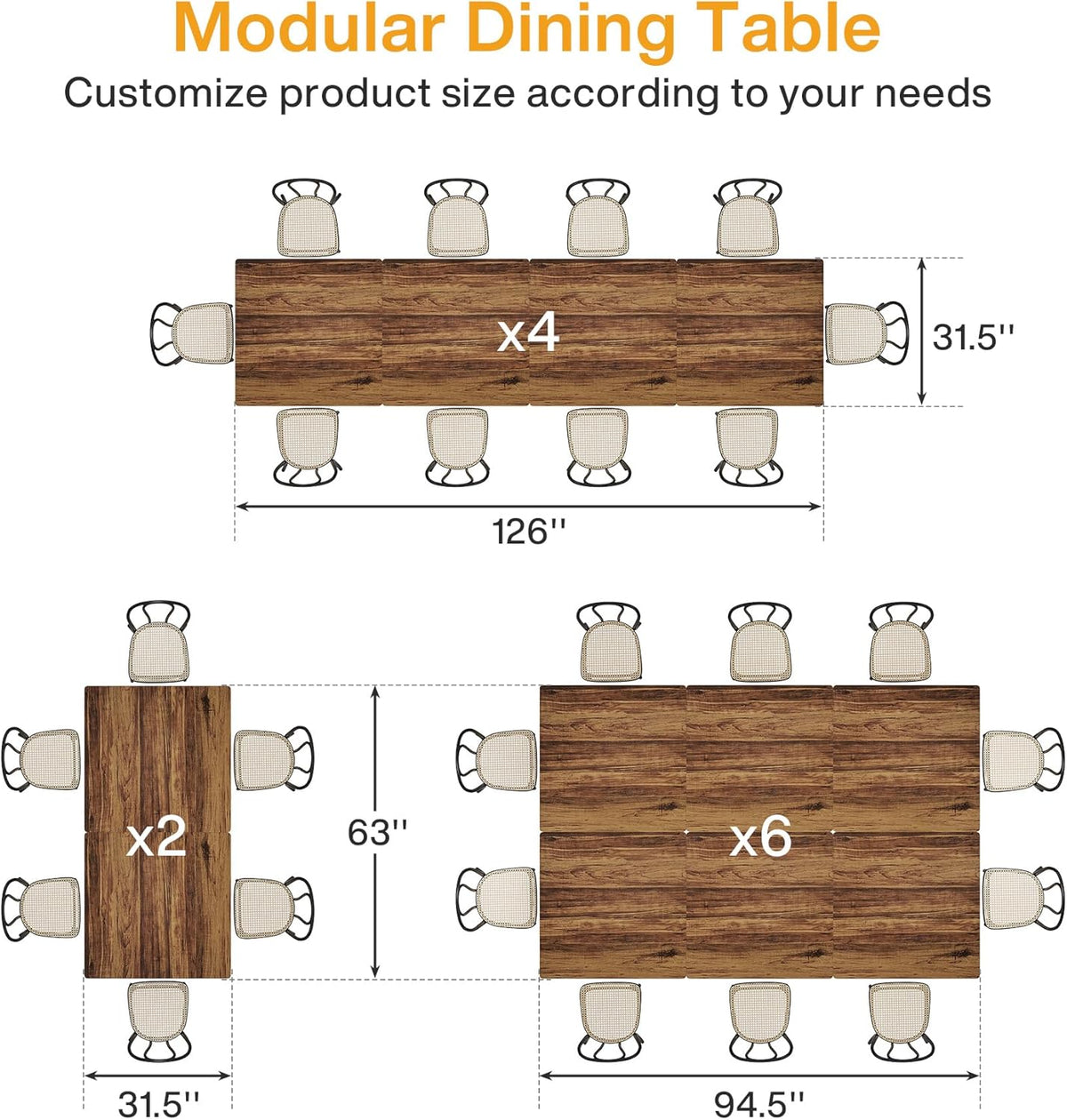 Tribesigns Square Commercial Dining Table Set of 6, 31.5" Heavy Duty Dinner Table with Metal Base, Wooden Kitchen Table for Restaurant, Cafe, Bakery, School, Apartment, Rustic Brown & Black