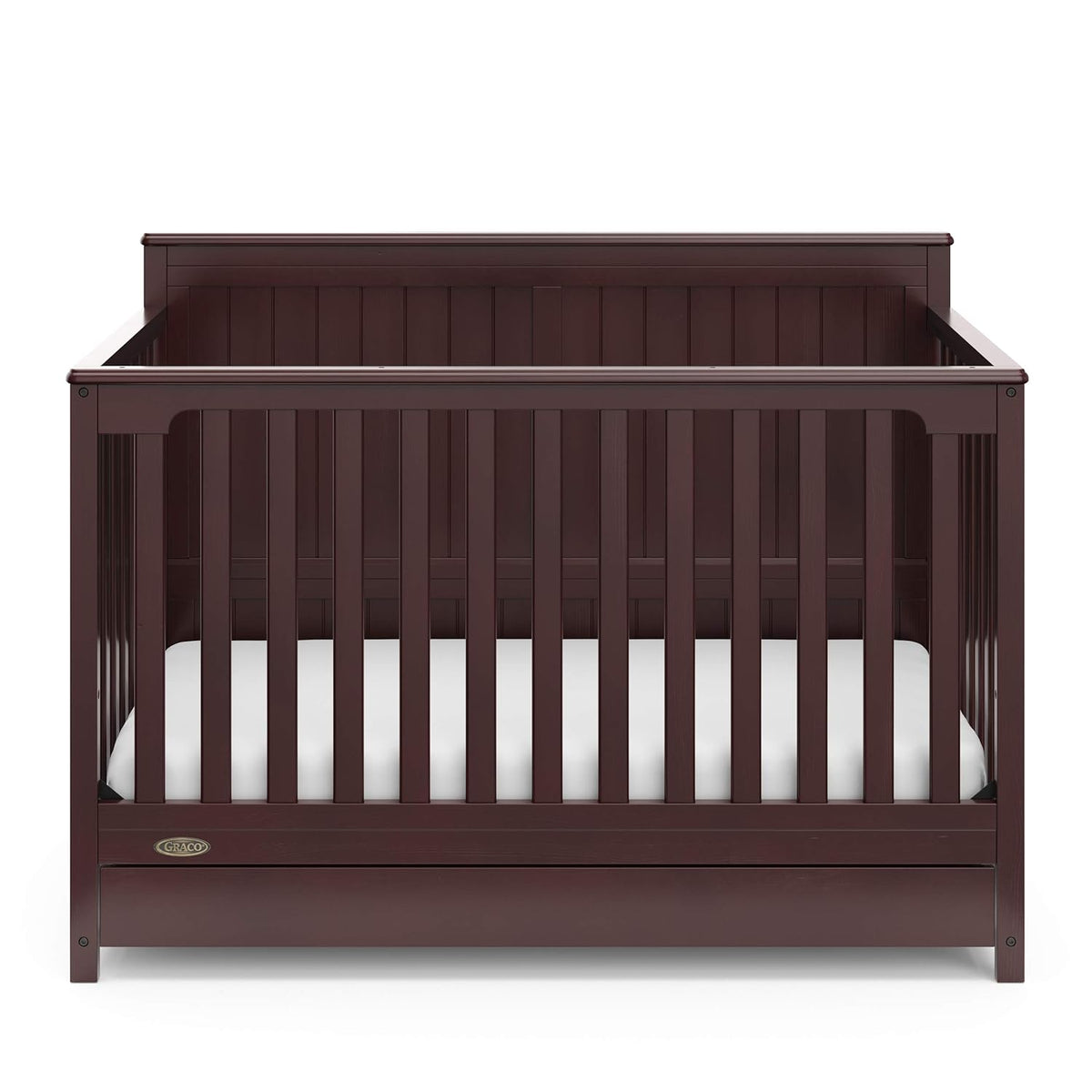 Graco Hadley 5-in-1 Convertible Crib with Drawer – GREENGUARD Gold Certified, Fits Standard Crib Mattress, Converts to Toddler Bed, Daybed and Full Bed, 4 Adjustable Mattress Heights (Espresso)