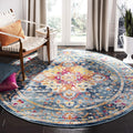 SAFAVIEH Madison Collection Area Rug - 9' Round, Teal & Fuchsia, Boho Design, Non-Shedding & Easy Care, Ideal for High Traffic Areas in Living Room, Bedroom, Dining (MAD154L-9R)