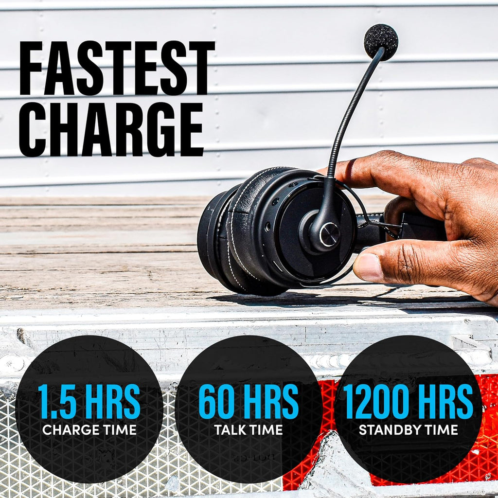 Blue Tiger Premium Elite Ultimate Single and Dual Ear 2-in-1 Bluetooth Headset – Professional Noise Cancellation Head Set with Microphone – USB-C Fast Charge & Long Battery Life