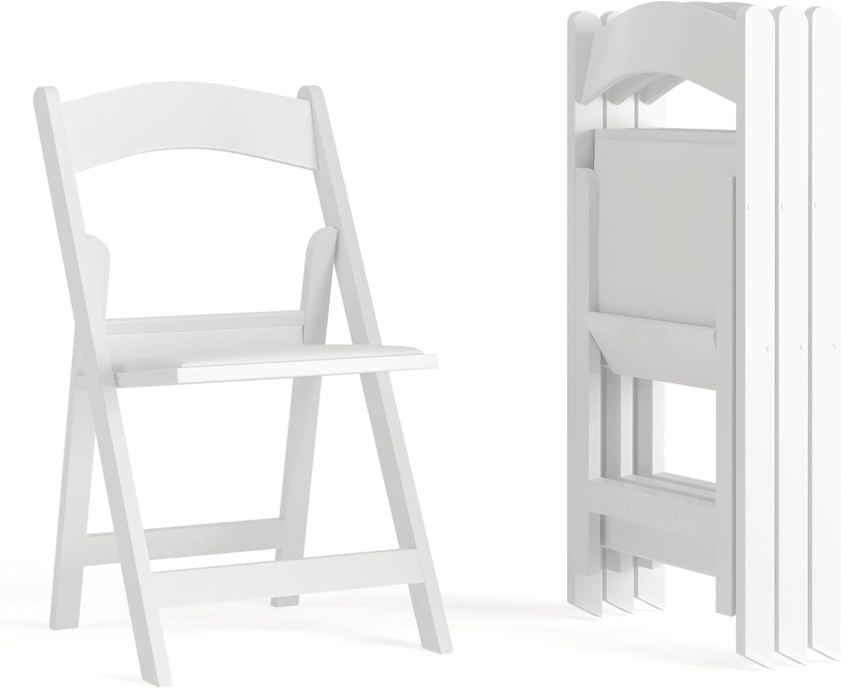 Flash Furniture Hercules Series Folding Chair - White Resin - Set of 4 800LB Weight Capacity Comfortable Event Chair - Light Weight Folding Chair