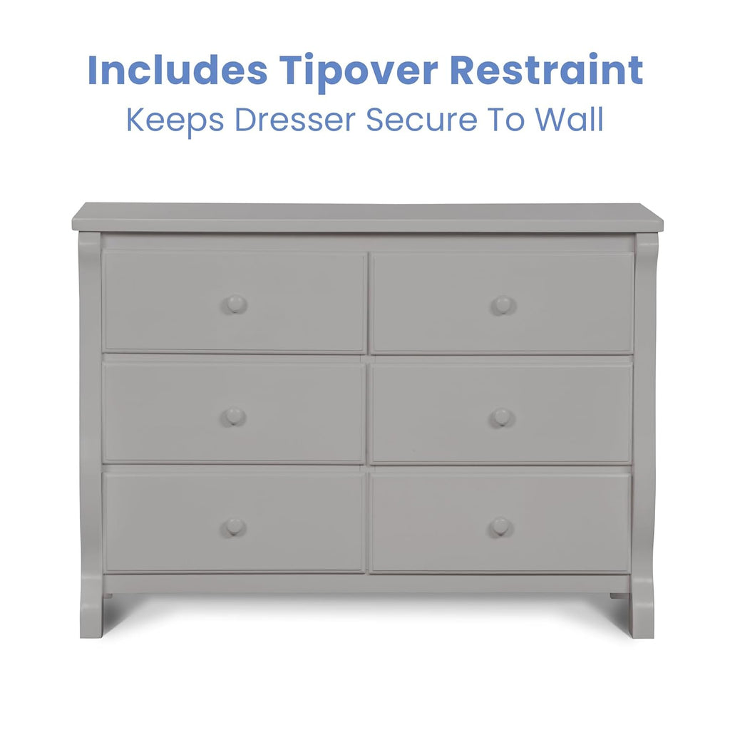 Delta Children Universal 6 Drawer Dresser with Interlocking Drawers - Greenguard Gold Certified, Grey