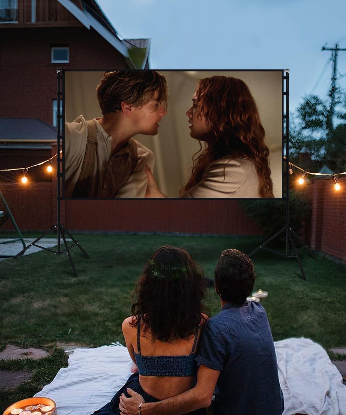 STWUI Projector Screen with Stand - 150 Inch Portable Projector Screens Outdoor Indoor Projector Screen 16:9 4K HD Outdoor Movie Screen with Carry Bag,Enjoy Home Theater Projection Screen