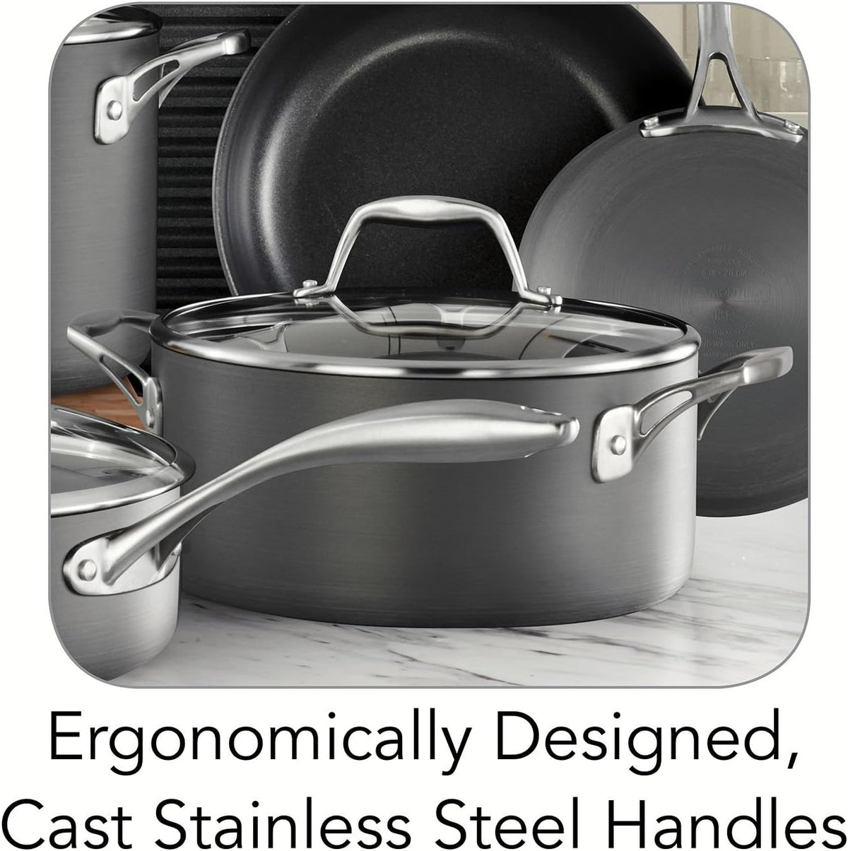 15pc Tramontina Heavy-Gauge Hard Anodized Non-Stick Cookware Set-Black