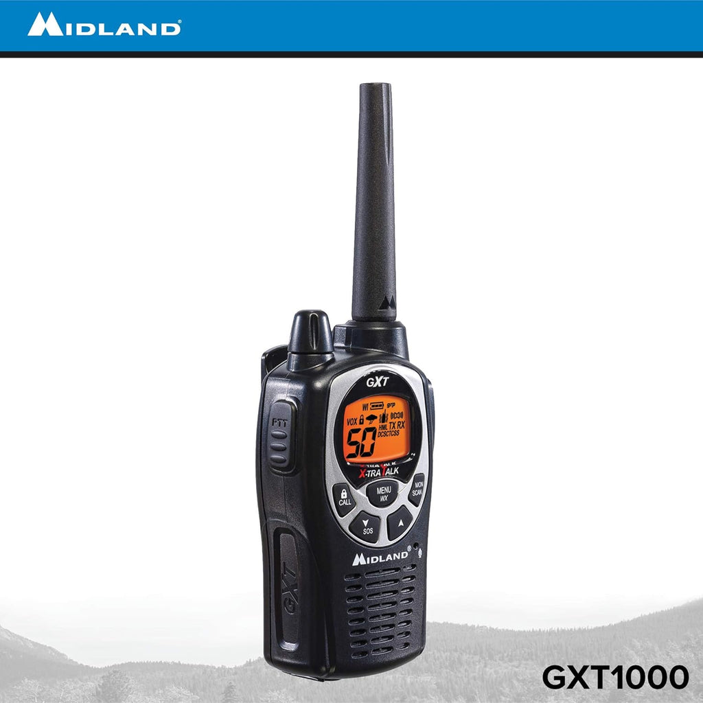 Midland GXT1000VP4 50 Channel GMRS Two-Way Radio - Up to 36 Mile Range Walkie Talkie - Black/Silver (Pack of 6)