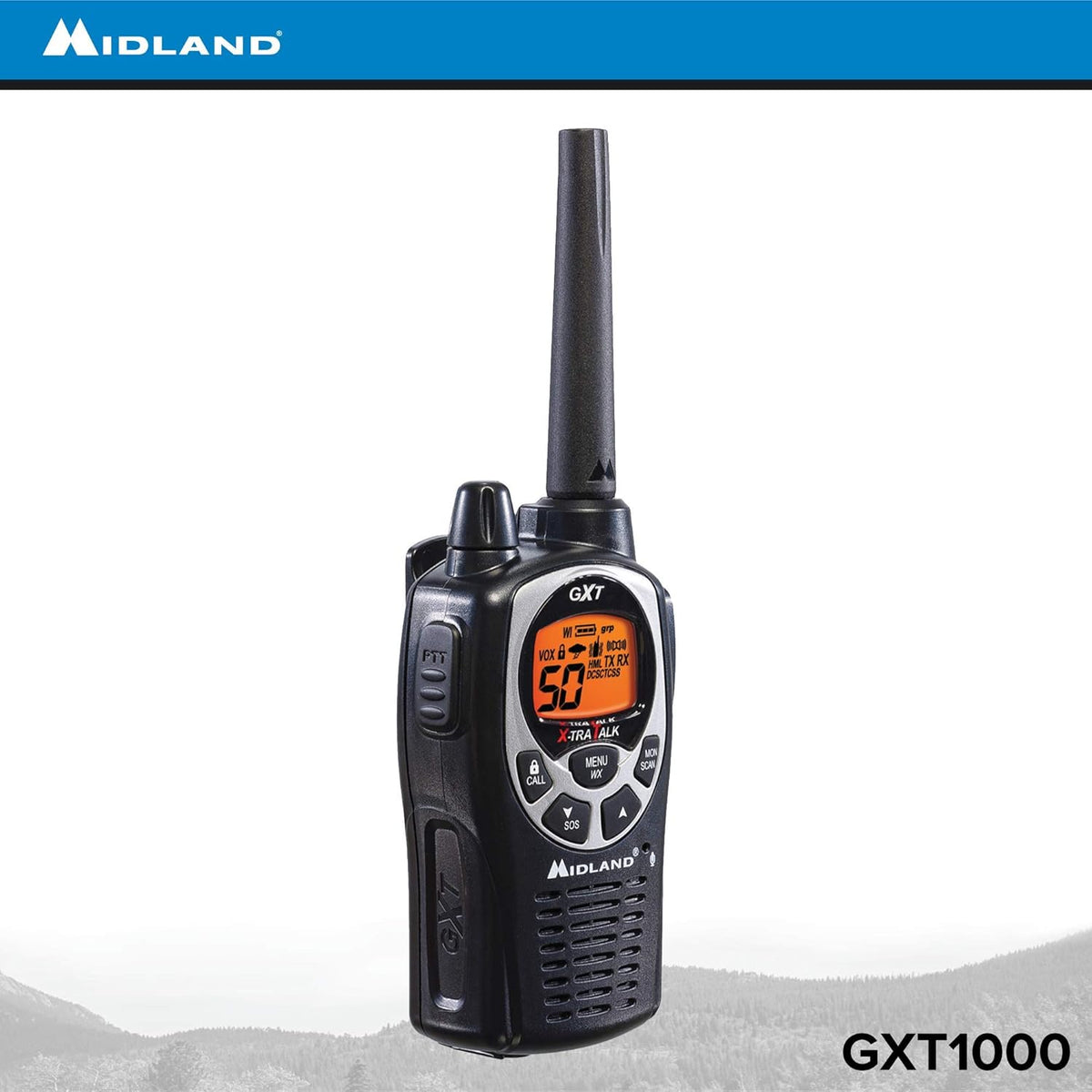 Midland GXT1000VP4 50 Channel GMRS Two-Way Radio - Up to 36 Mile Range Walkie Talkie - Black/Silver (Pack of 6)
