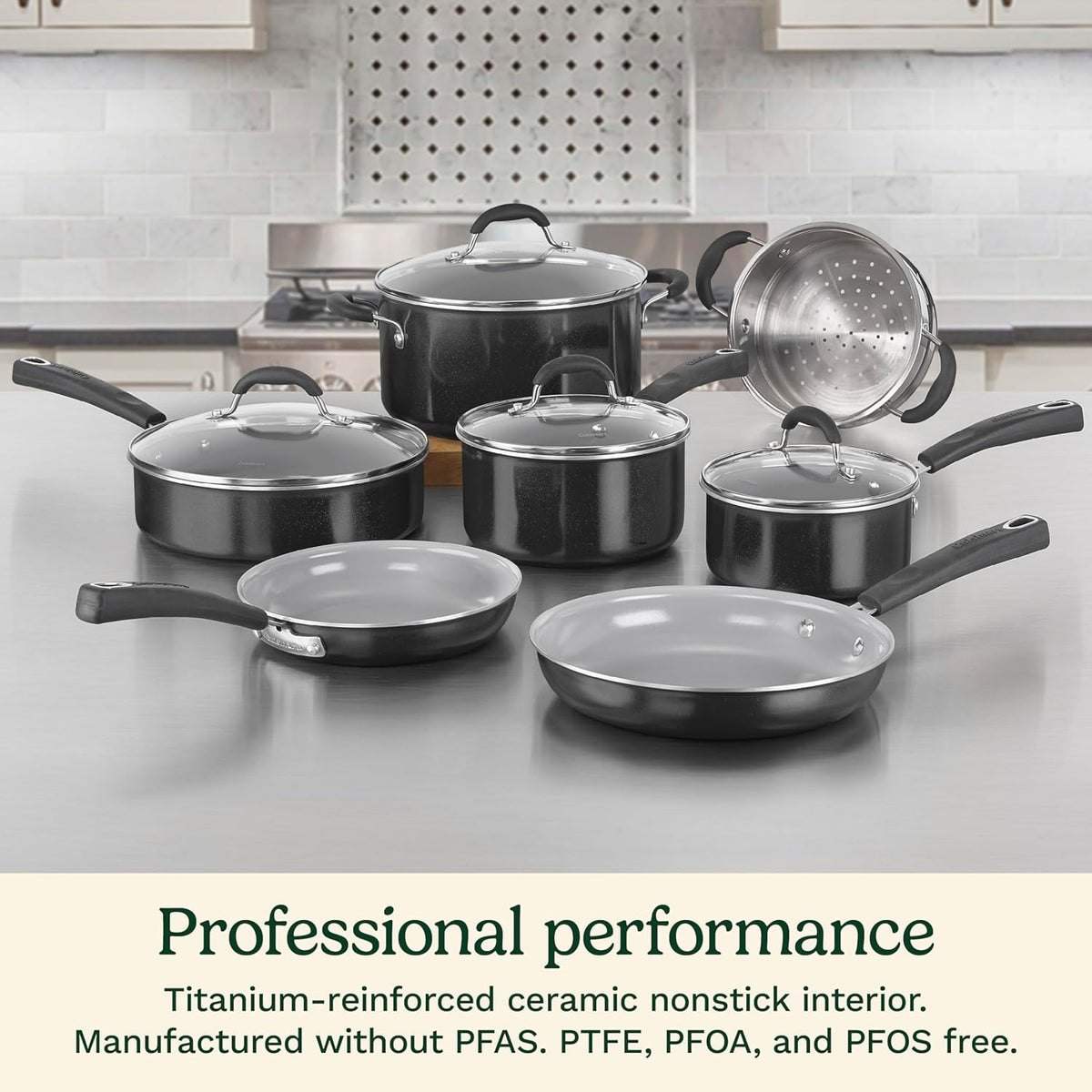Cuisinart 11-Piece Nonstick Cookware Set, Ceramica XT, Black, 54C-11BK
