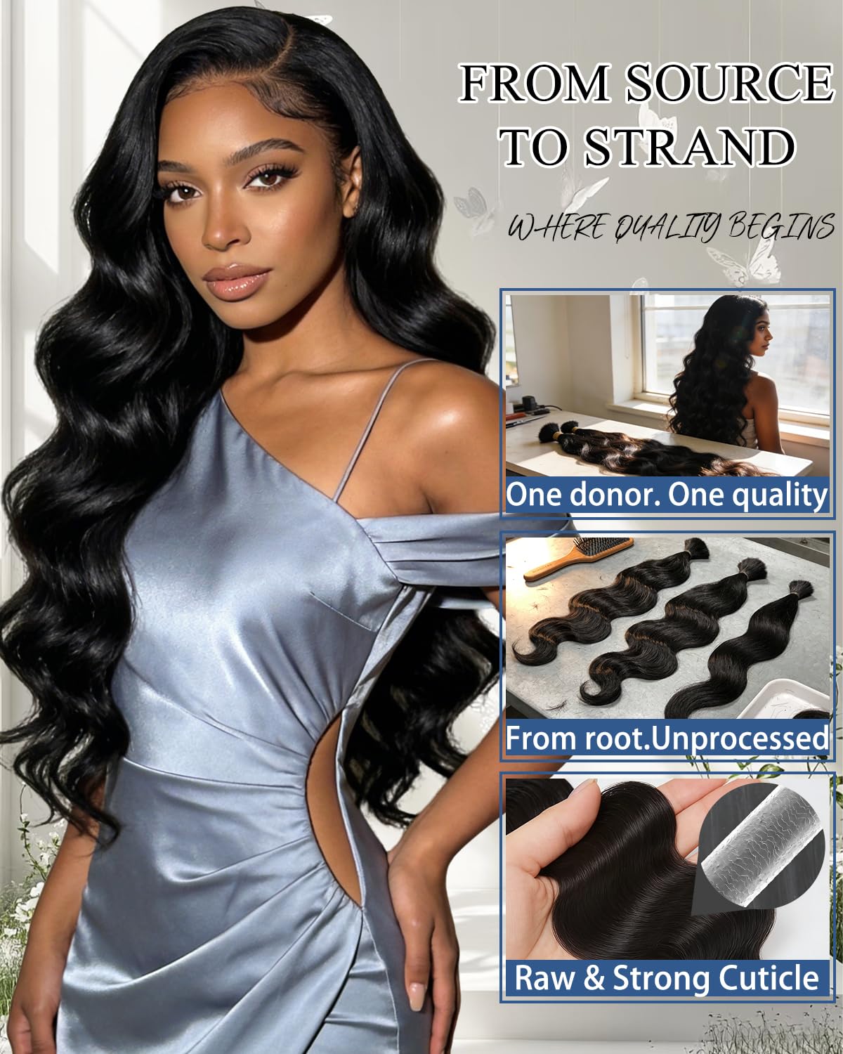 Lucklady 16A Raw Bundles Human Hair Body Wave, 4 Bundles 18 20 22 24 Inch Body Wave Bundles Human Hair, Triple Lifespan Virgin Remy hair