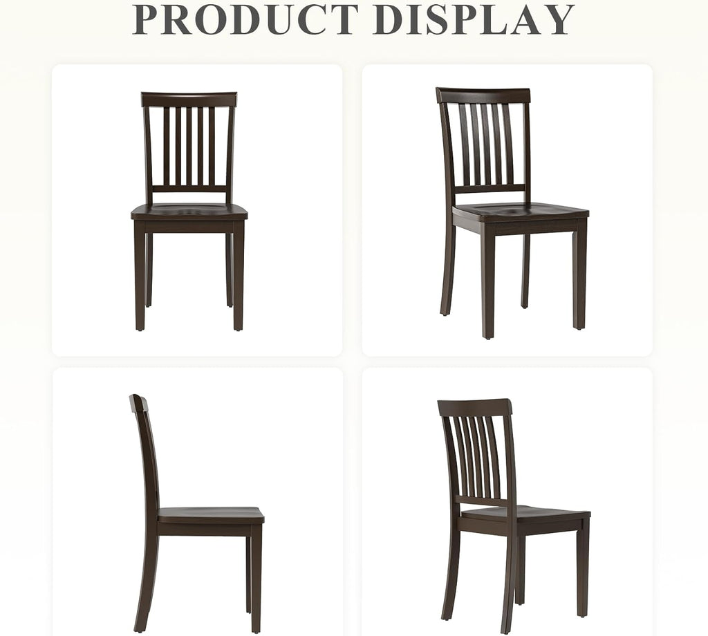 Dining Chairs Set of 6, Farmhouse Wood Chairs with Spindle High Backrest, 17.3 Inch Wood Chairs for Kitchen and Dining Room