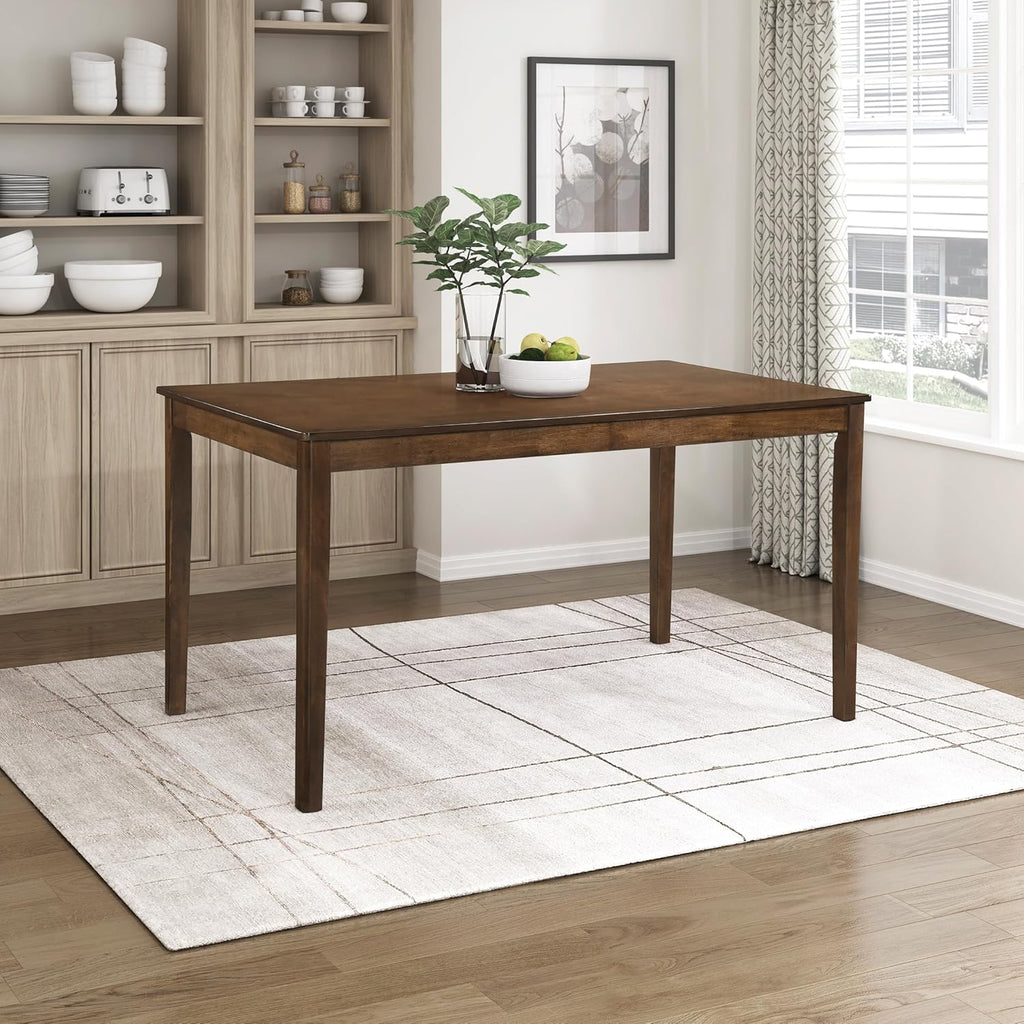 Lexicon 55.5" Dining Table for 4, Modern Rectangular Dining Room Table, Wood Dining Table, Modern Wood Table with Solid Wood Leg for Kitchen/Dining/Living Room, Easy Assembly, Chestnut