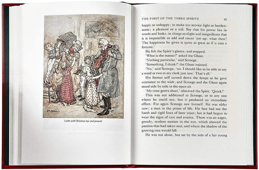 Graphic Image A Christmas Carol - Leather Bound Book Red - Fine Collectible Edition - Made in USA Quality Leather - Made in USA