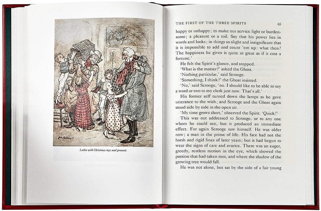 Graphic Image A Christmas Carol - Leather Bound Book Red - Fine Collectible Edition - Made in USA Quality Leather - Made in USA