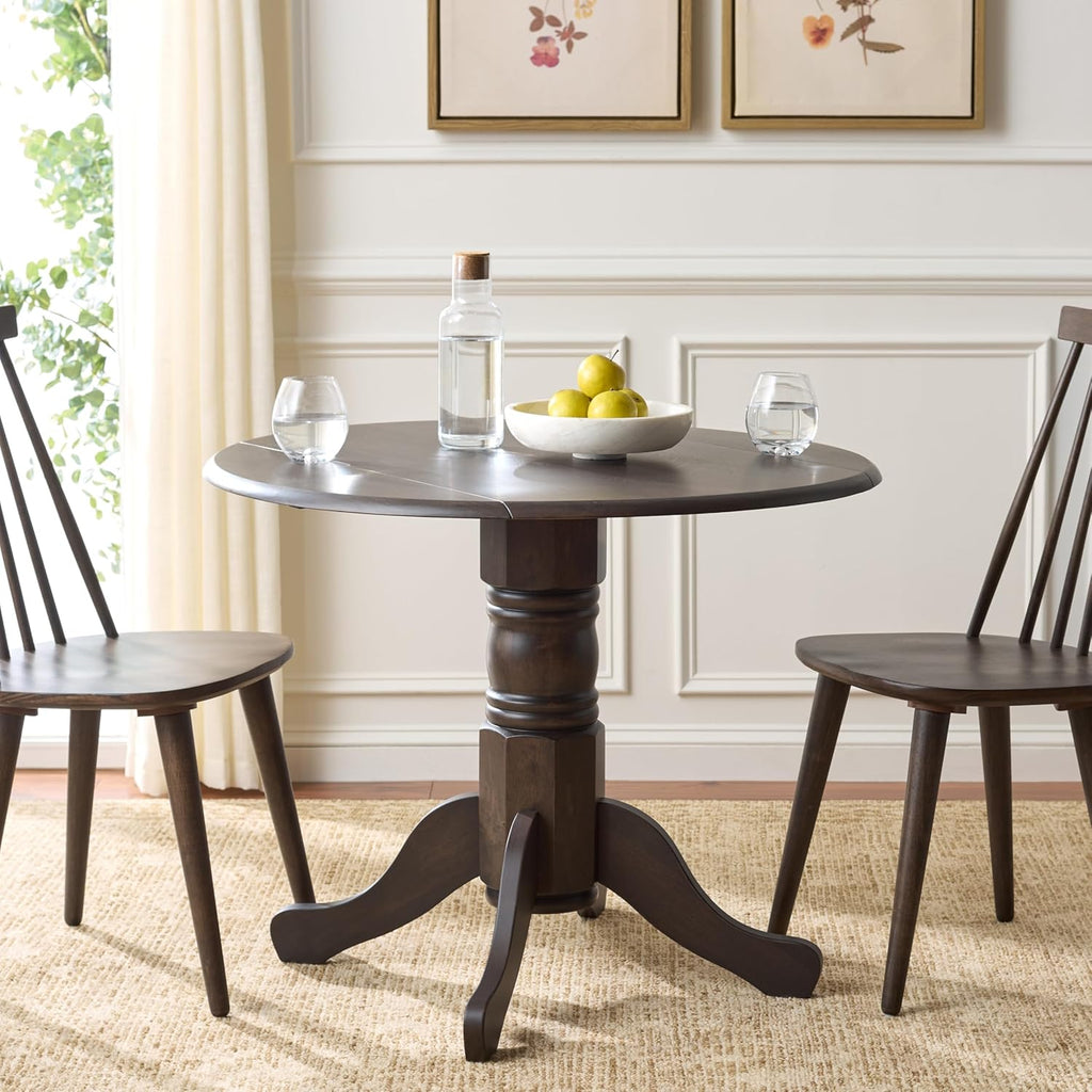 SAFAVIEH Furniture - Dakari 22"- 36" Drop Leaf Dining Table - Dark Walnut Compact Expandable Solid Wood Kitchen Table for Small Spaces (DTB8500C)