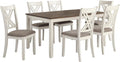 Coaster Home Furnishings - Fortress - Wood - 7-Piece Rectangular Dining Table Set – Farmhouse Style with Double-Cross Back Armless Side Chairs - Dining Room - Vintage White, Chestnut Brown - 190721