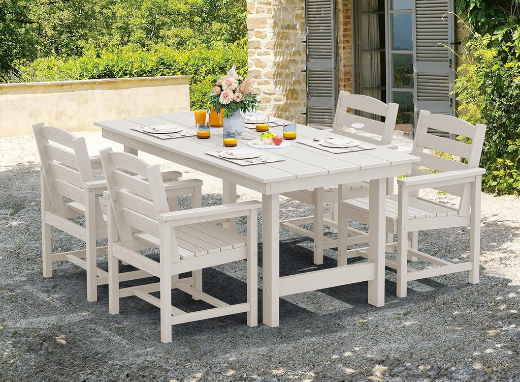 SERWALL Patio Dining Chair Set of 2, White