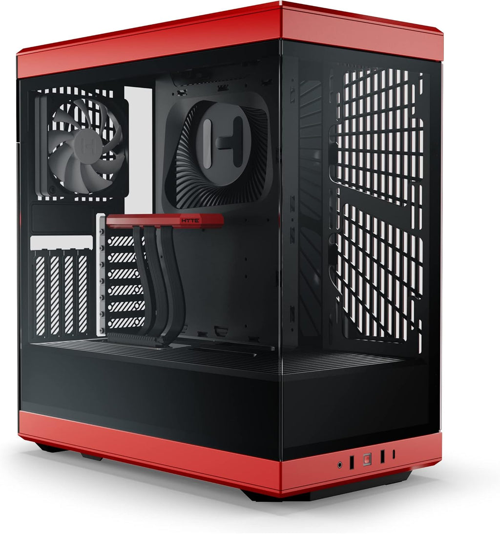 Hyte Y40 Modern Aesthetic Panoramic Tempered Glass Mid-Tower ATX Computer Gaming Case with PCIE 4.0 Riser Cable Included, Red (CS-HYTE-Y40-BR)