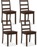 Giantex Wood Dining Chairs Set of 4 Walnut- Wooden Armless Kitchen Chairs with Solid Rubber Wood Legs, Non-Slip Foot Pads, Max Load 400 Lbs, Farmhouse Style High Ladder Back Dining Room Chairs