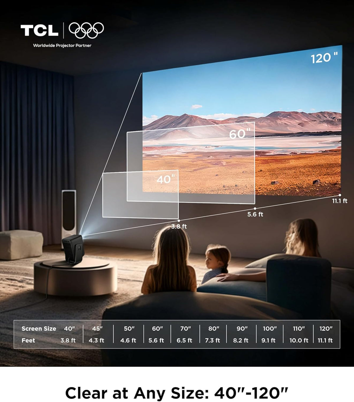 TCL C1 Smart Projector 4K Support, Compatible with Google TV, WiFi and Bluetooth, Auto Focus/Keystone, 1080P HDR10, Dolby Audio, 285° Rotation Mini Projector for Bedroom/Home Theater/Outdoor