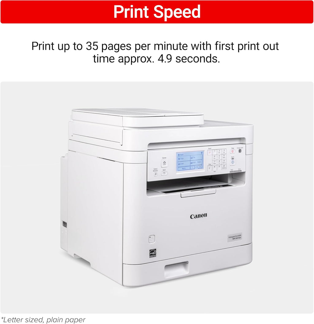 Canon imageCLASS MF287dw - Monochrome, Duplex, Wireless Laser Printer, All-in-One Print, Copy, Scan, Fax, Auto Document Feeder, 1 Year Limited Warranty, 35 PPM, White