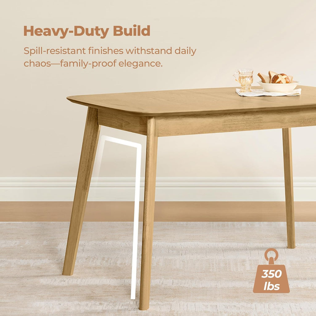 CHITA 59"-75" Extendable Dining Room Table for 4-6, Modern Wood Dining Table for Small Spaces, Kitchen, Space Saving Hidden Leaves, Solid Rubberwood Frame, Oak Veneer
