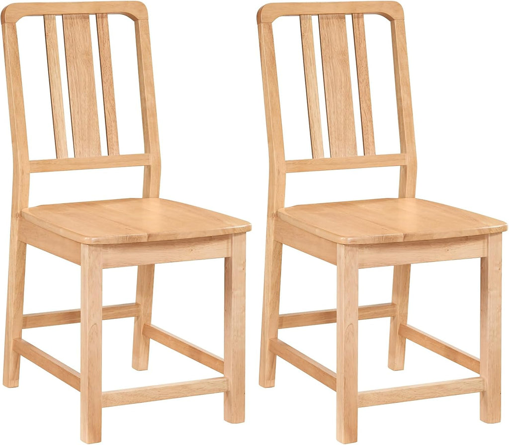Giantex Wood Dining Chairs Set of 2, Rubber Wood Kitchen Chairs with Hollowed Backrest, Natural Dining Room Chair, Wooden Side Chairs for Living Room Restaurant