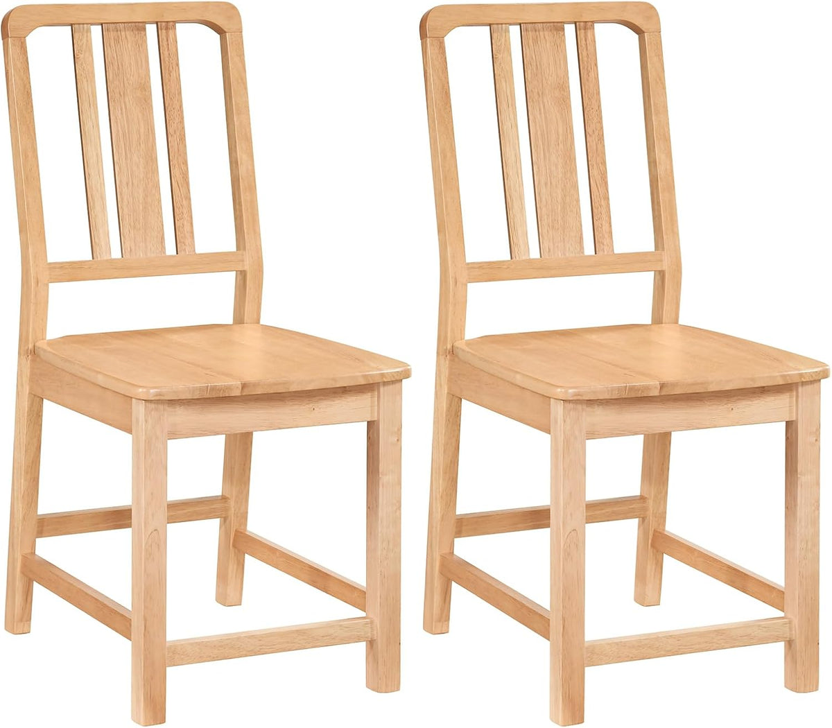 Giantex Wood Dining Chairs Set of 2, Rubber Wood Kitchen Chairs with Hollowed Backrest, Natural Dining Room Chair, Wooden Side Chairs for Living Room Restaurant