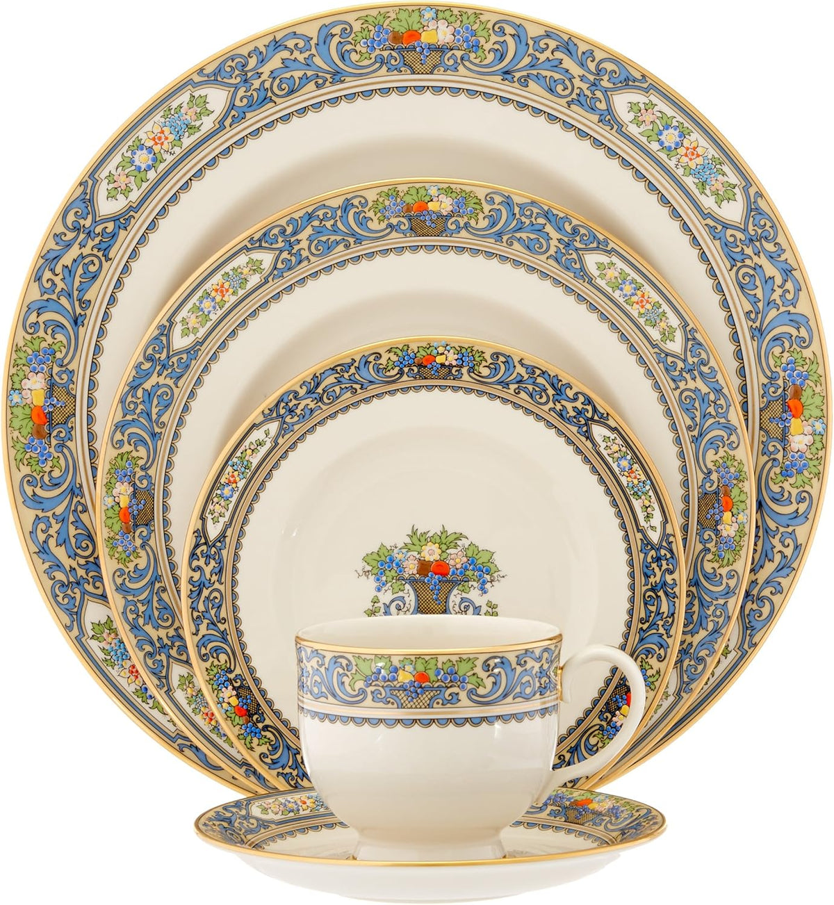 Lenox Dinnerware Set, Autumn 5-Piece Place Setting Set, Service For 1, Elegant Porcelain Dishes, Chip Resistant And Dishwasher Safe, Includes Plates Cup & Saucer, Dish Sets (Ivory, 5 Piece)