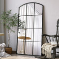 Arched Window Mirror, 24" x 48" Black Window Mirrors for Wall, Tall Farmhouse Grid Mirror for Living Room Bedroom Dining Room Fireplace Hallway Mantle Entryway